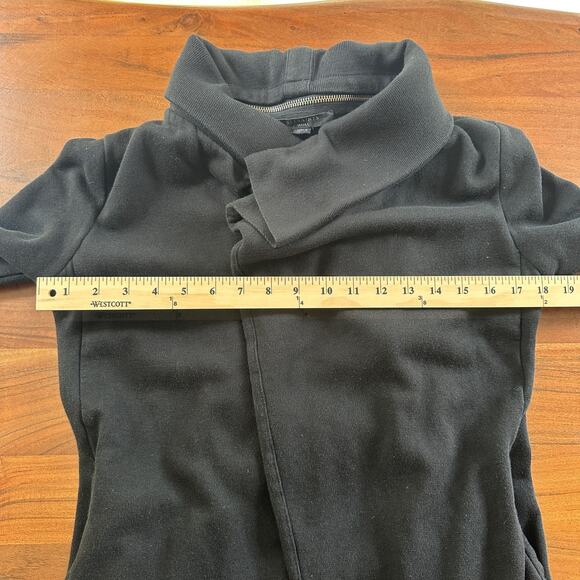AllSaints Zip Extended Hood Black Open Front Waterfall Cardigan Size Small - Picture 8 of 12